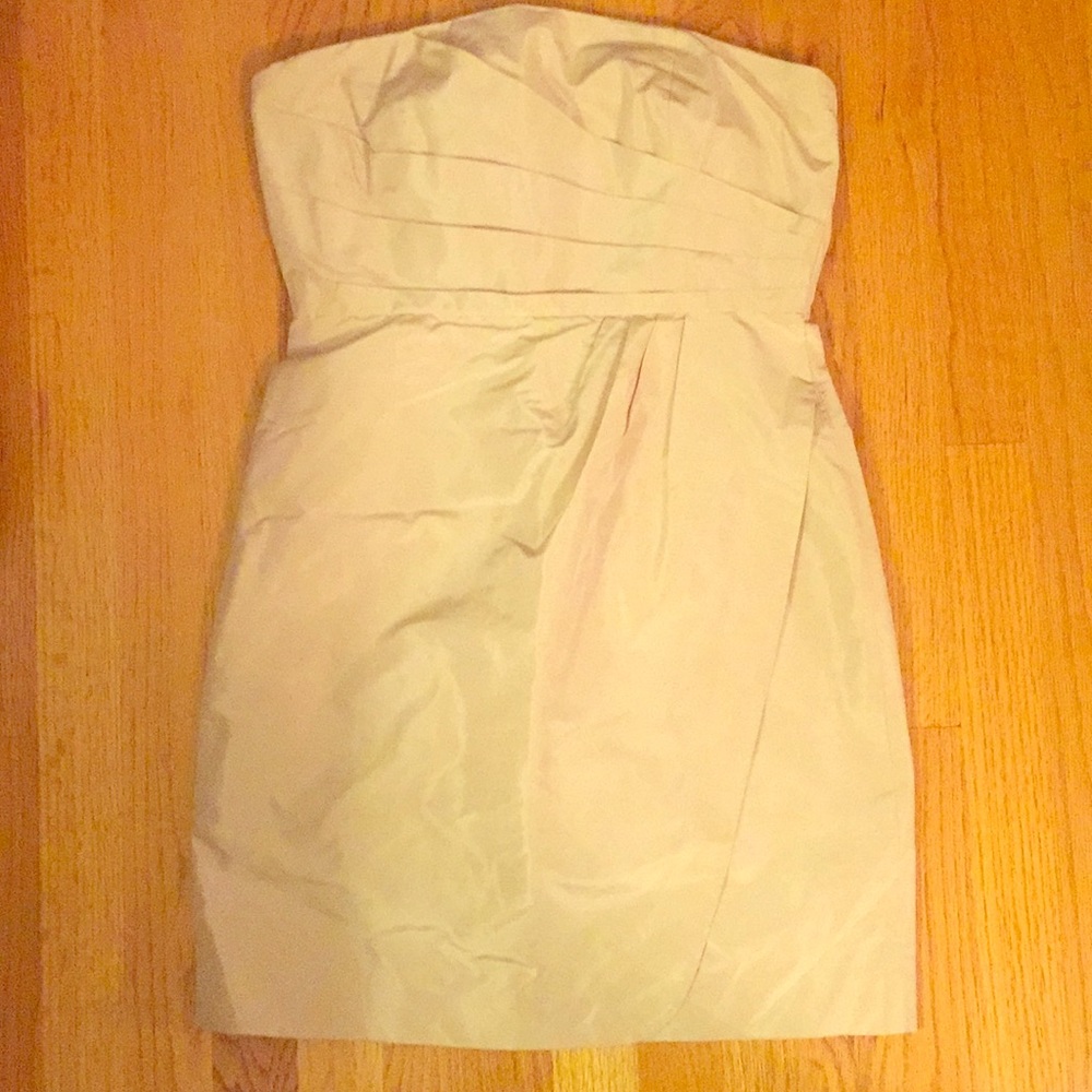 J.Crew Champagne Strapless Silk Dress